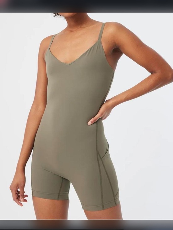 Outdoor Voices Pants - Outdoor Voices Super Form 5” Olive Green Sleeveless Romper with Spaghetti Straps